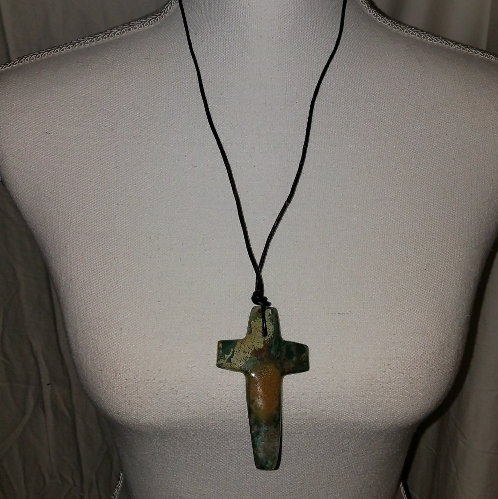 Natural Stone Cross on Cord